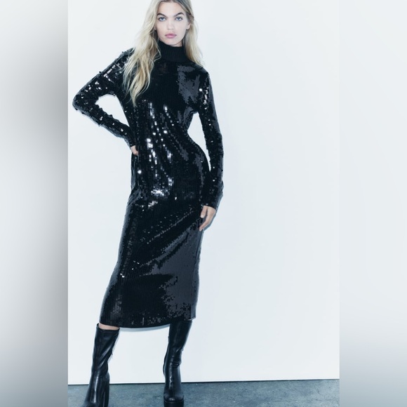 ZARA LONG LIMITED EDITION SEQUIN DRESS - Picture 3 of 13